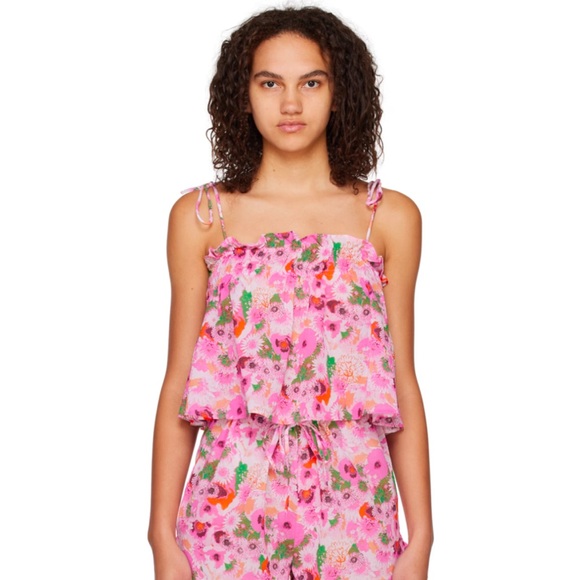 Ganni Pink Floral Top - Picture 1 of 6
